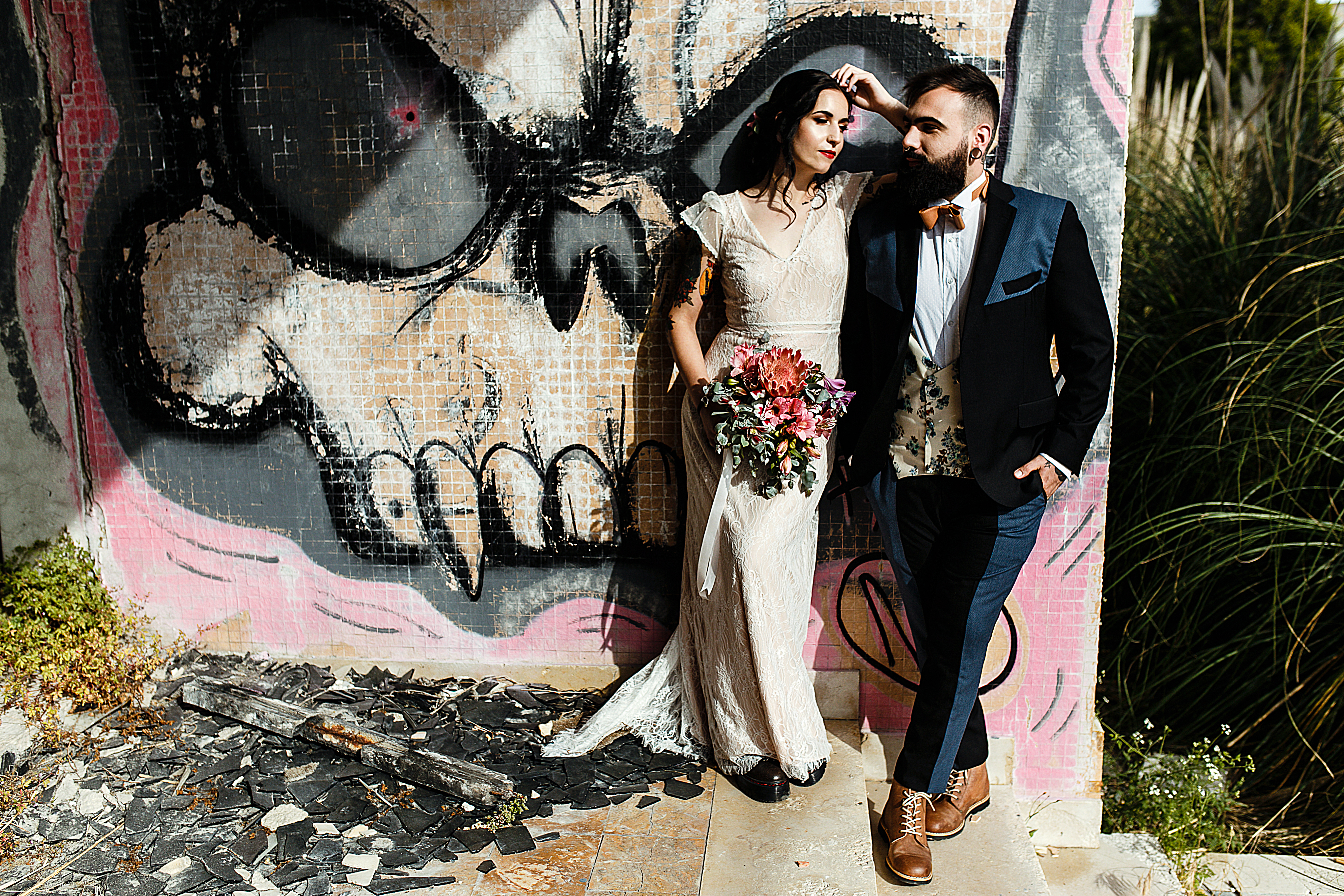 Tattooed Couple's Wedding Style Shoot Inspiration